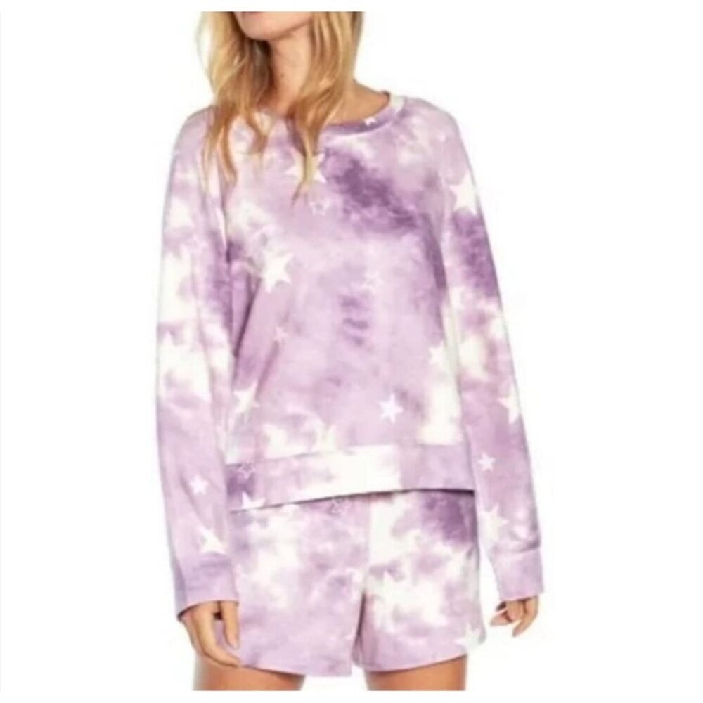 Wildfox $160 Lounge Set Medium Tie Dye Stars Sweatshirt & Shorts NWT